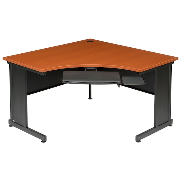 Interion By Global Industrial Corner Desk, 48 in D X 30 in H, 48 in W X Steel Frame, Laminate Top, Cherry 248999CH - main